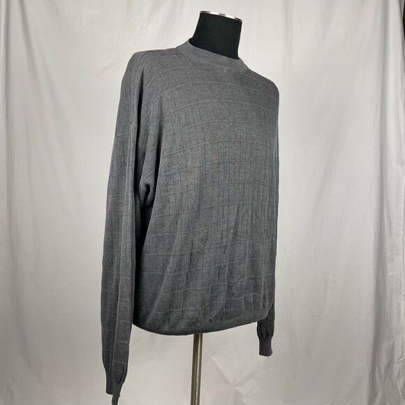 Pronto-Uomo Silk Cotton Checkered Knit Sweater - Men’s 2X - Picture 2 of 7